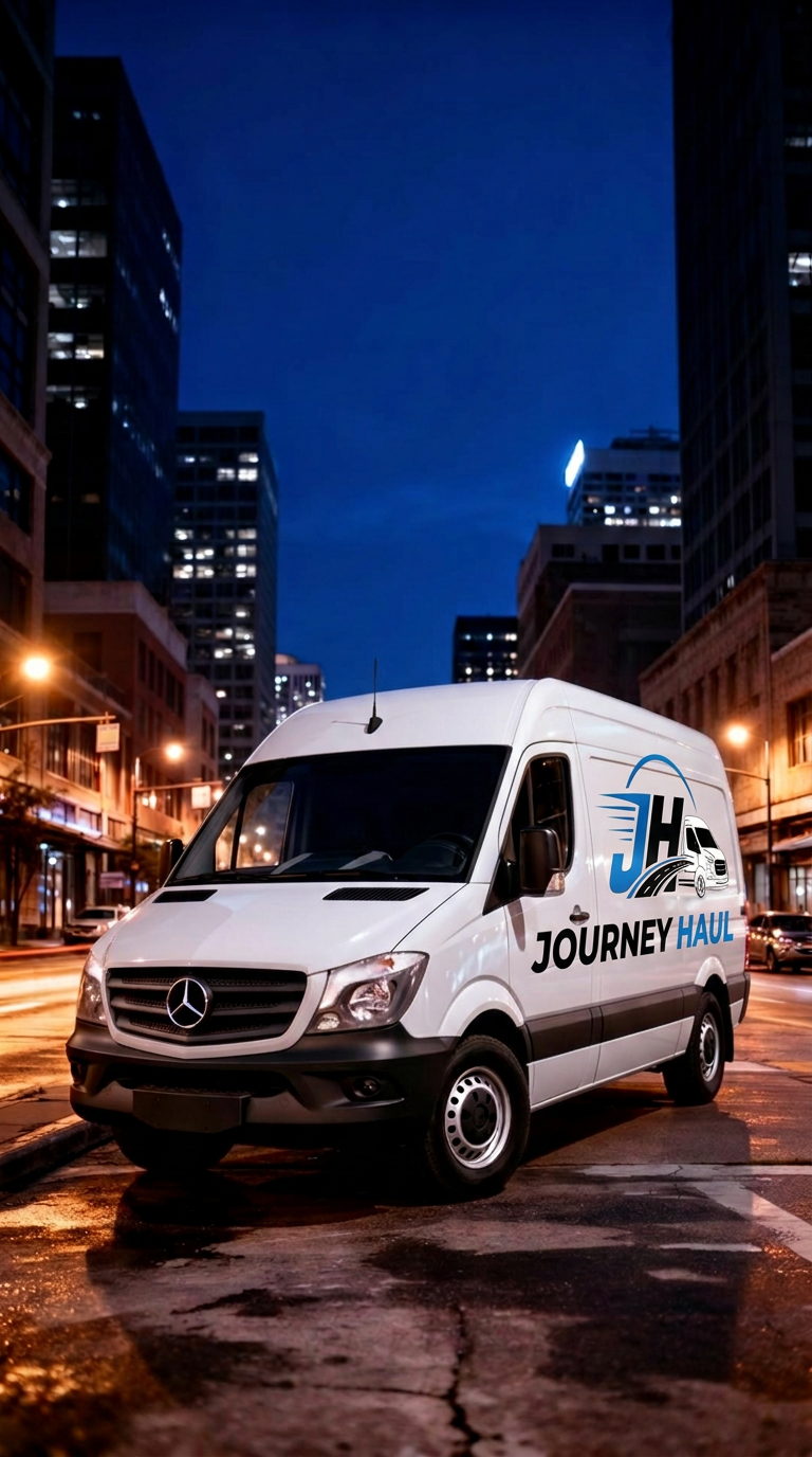 White Journey Haul Sprinter van providing moving and delivery service in Dallas–Fort Worth